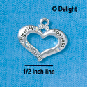 C2714 - Heart with 3 AB Crystals - Prosperity, Happiness, Longevity - Silver Charm